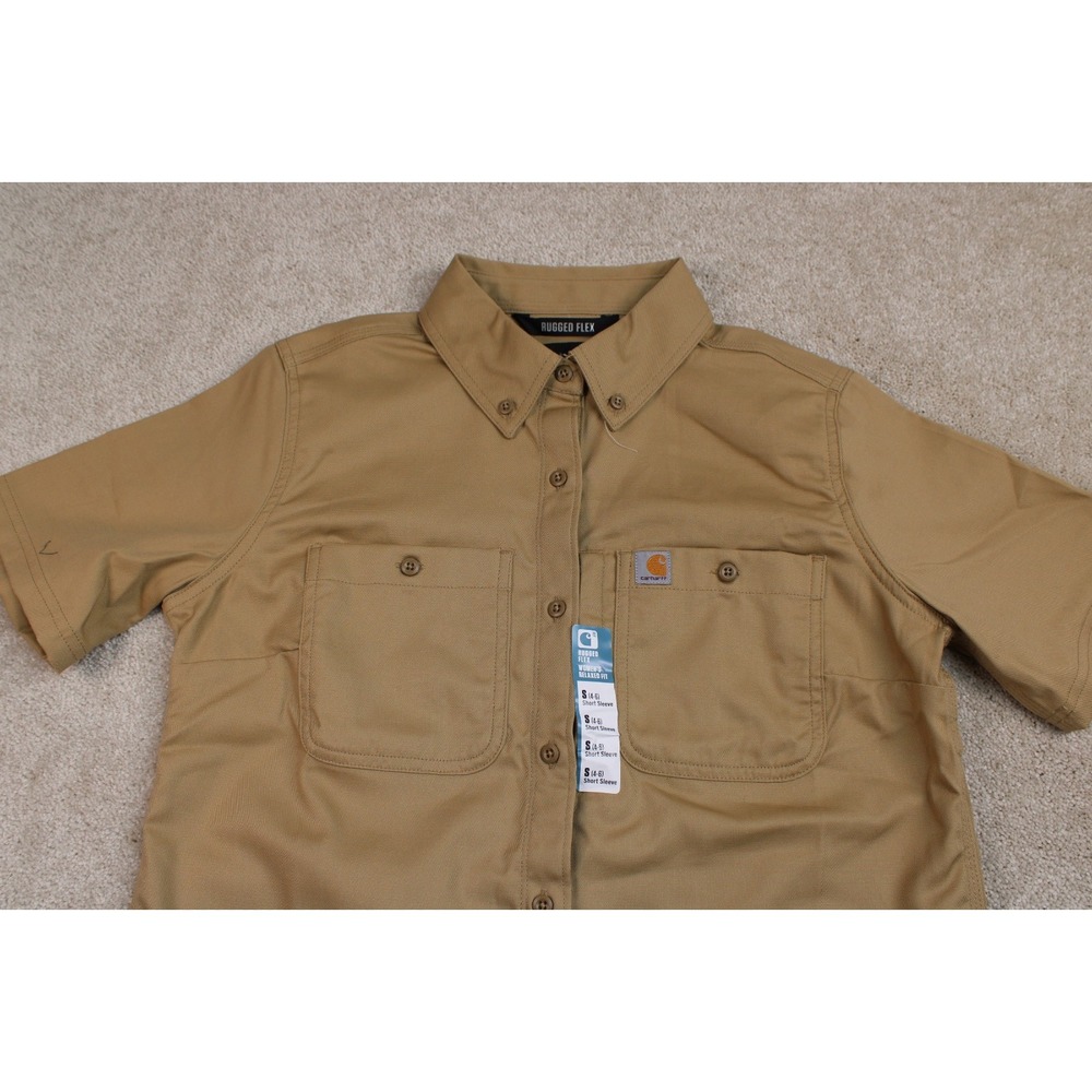 Carhartt Rugged Professional Relaxed Canvas Short Sleeve Button Down Women's‎ S